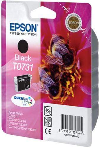 Epson T0731 DURABrite Ultra Black Standard Yield Printer Ink Cartridge Original C13T10514A10 Single-pack