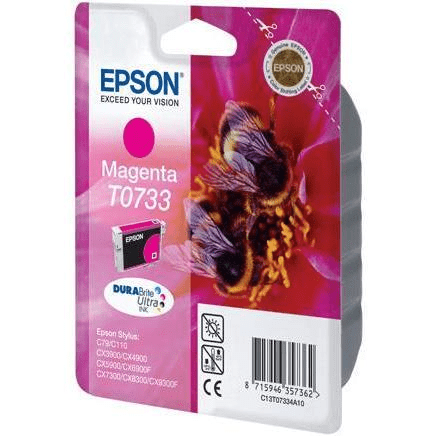 Epson T0733 DURABrite Ultra Magenta Standard Yield Printer Ink Cartridge Original C13T10534A10 Single-pack