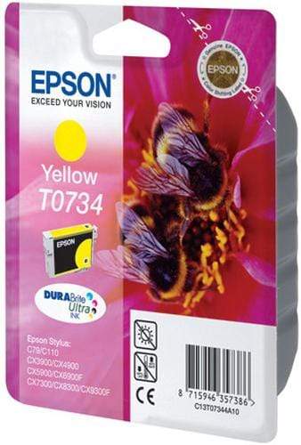 Epson T0734 DURABrite Ultra Yellow Standard Yield Printer Ink Cartridge Original C13T10544A10 Single-pack
