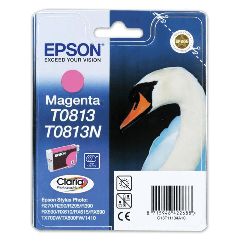 Epson T0813 Claria Photographic Photo Magenta High Yield Printer Ink Cartridge Original C13T11134A10 Single-pack