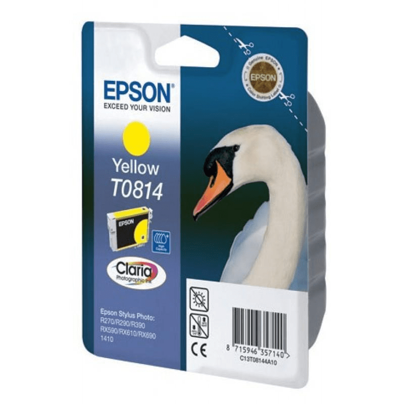 Epson T0814 Claria Photographic Yellow High Yield Printer Ink Cartridge Original C13T11144A10 Single-pack