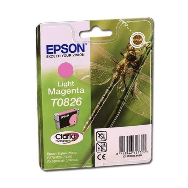 Epson T0826 Claria Photographic Light Magenta Standard Yield Printer Ink Cartridge Original C13T11264A10 Single-pack