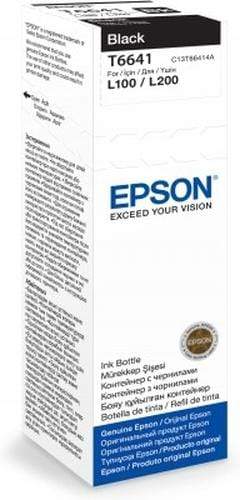 Epson T6641 Bottle 70-ml Black Printer Ink Cartridge Original C13T66414A Single-pack