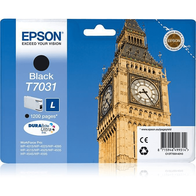 Epson T7031 Black Printer Ink Cartridge Original C13T70314010 Single-pack