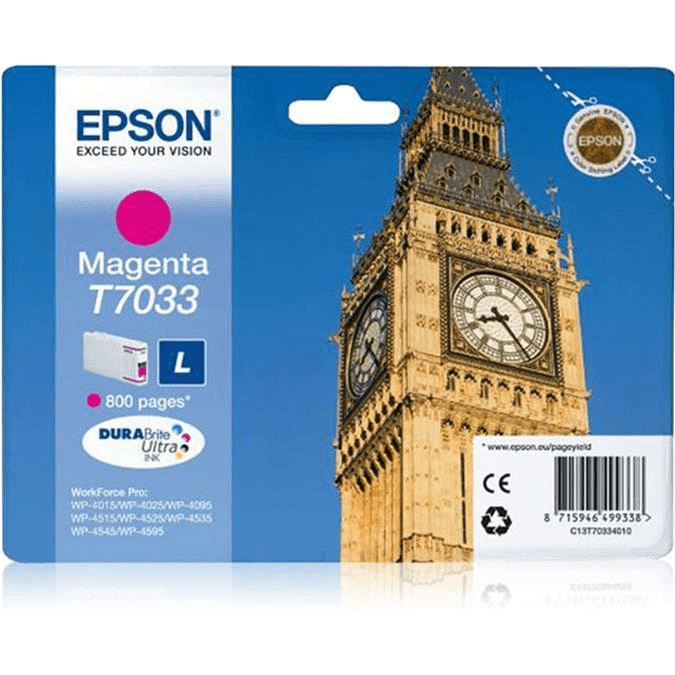 Epson T7033 Magenta Printer Ink Cartridge Original C13T70334010 Single-pack