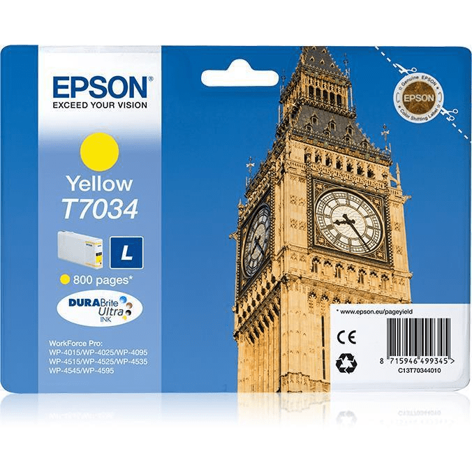 Epson T7034 Yellow Printer Ink Cartridge Original C13T70344010 Single-pack