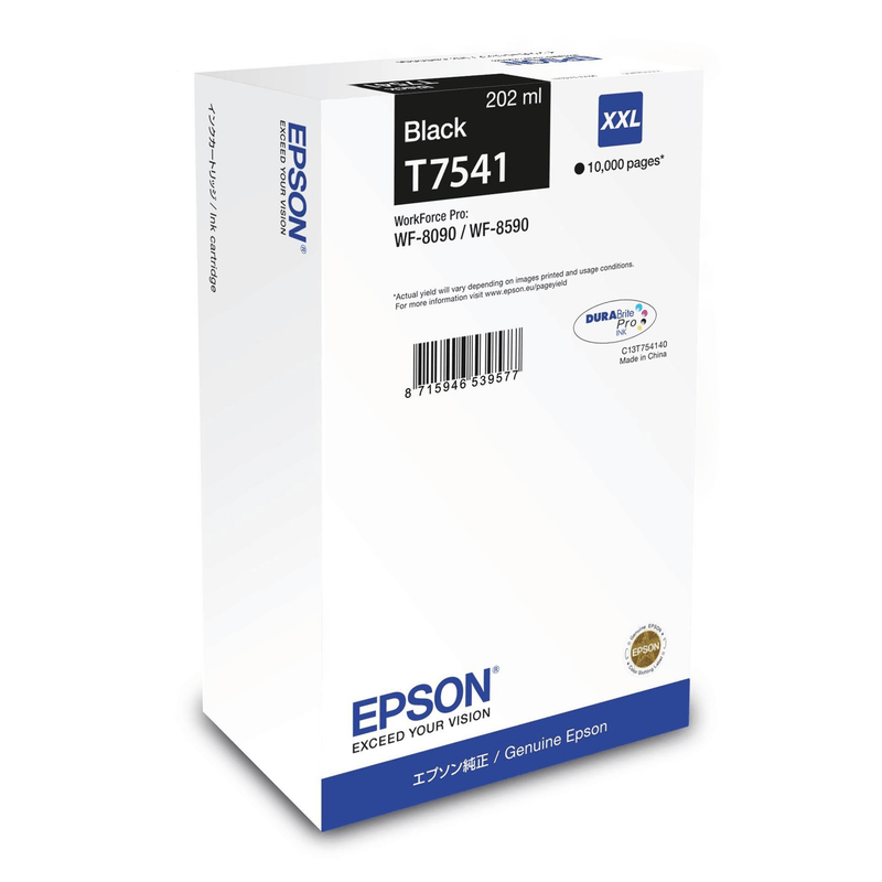 Epson T7541 XXL for WF-8090 and WF-8590 Black Extra High Yield Printer Ink Cartridge Original C13T754140 Single-pack