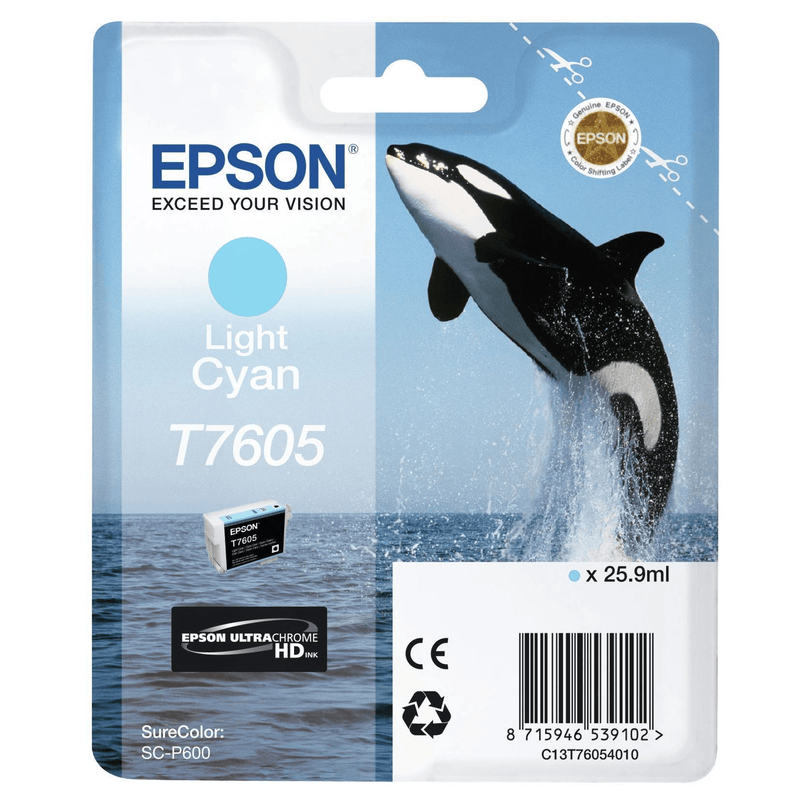 Epson T7605 Light Cyan Printer Ink Cartridge Original C13T76054010 Single-pack