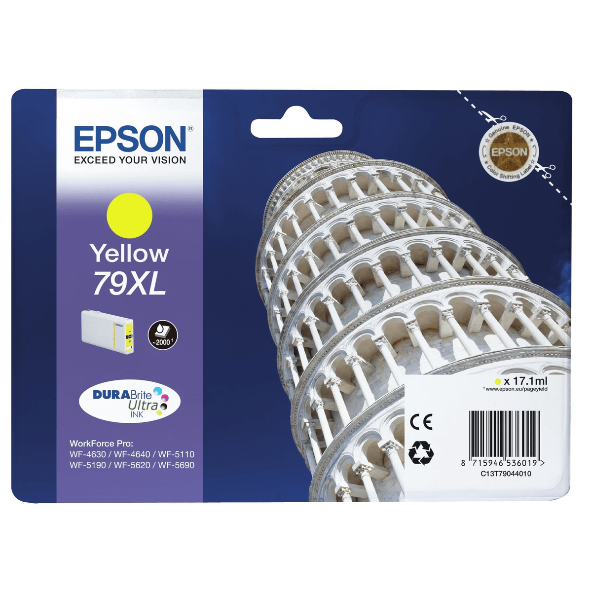 Epson 79XL DURABrite Ultra Yellow High Yield Printer Ink Cartridge Original C13T79044010 Single-pack