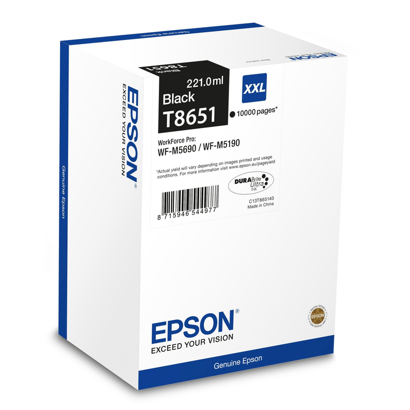 Epson T8651 XXL Black Extra High Yield Printer Ink Cartridge Original C13T865140 Single-pack