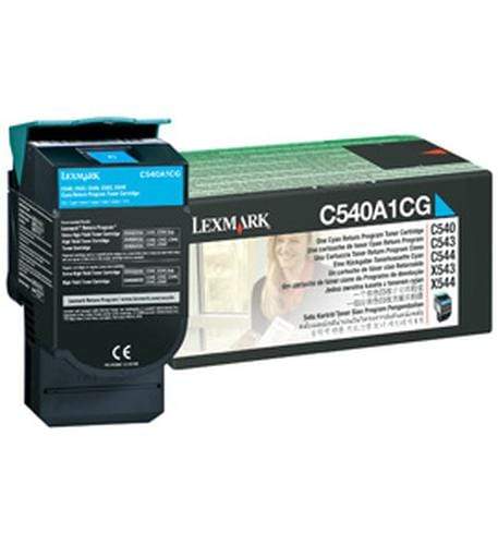 Lexmark C54x X54x Cyan Toner Cartridge 1,000 Pages Original C540A1CG Single-pack