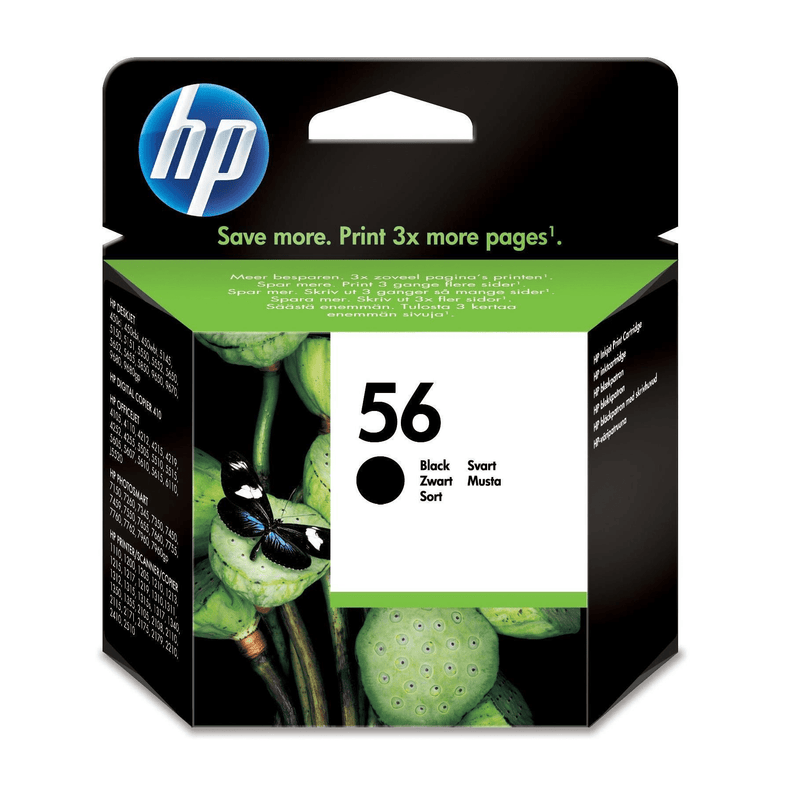 HP 56 Black Standard Yield Printer Ink Cartridge Original C6656AE Single-pack