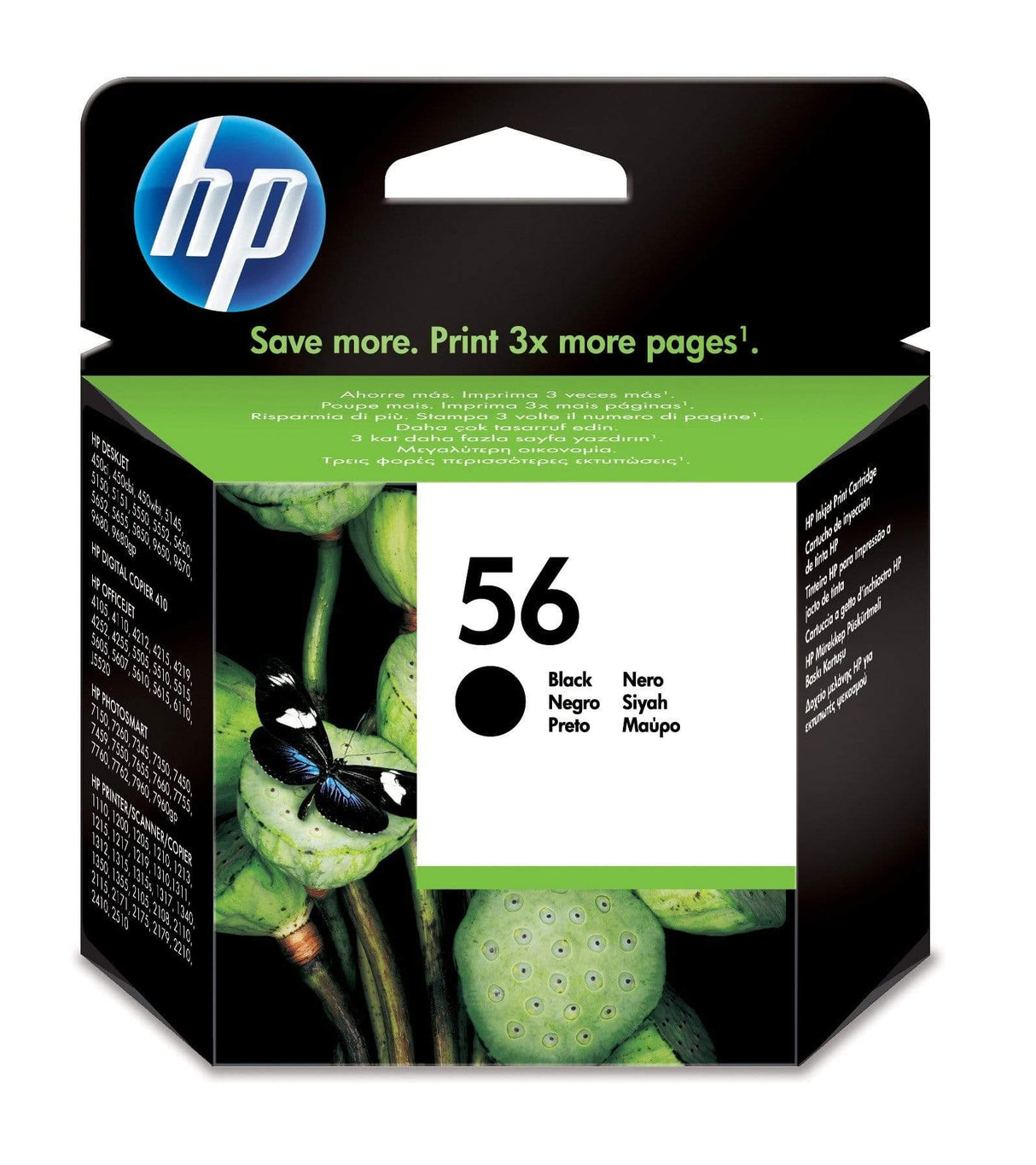 HP 56 Black Standard Yield Printer Ink Cartridge Original C6656AE Single-pack