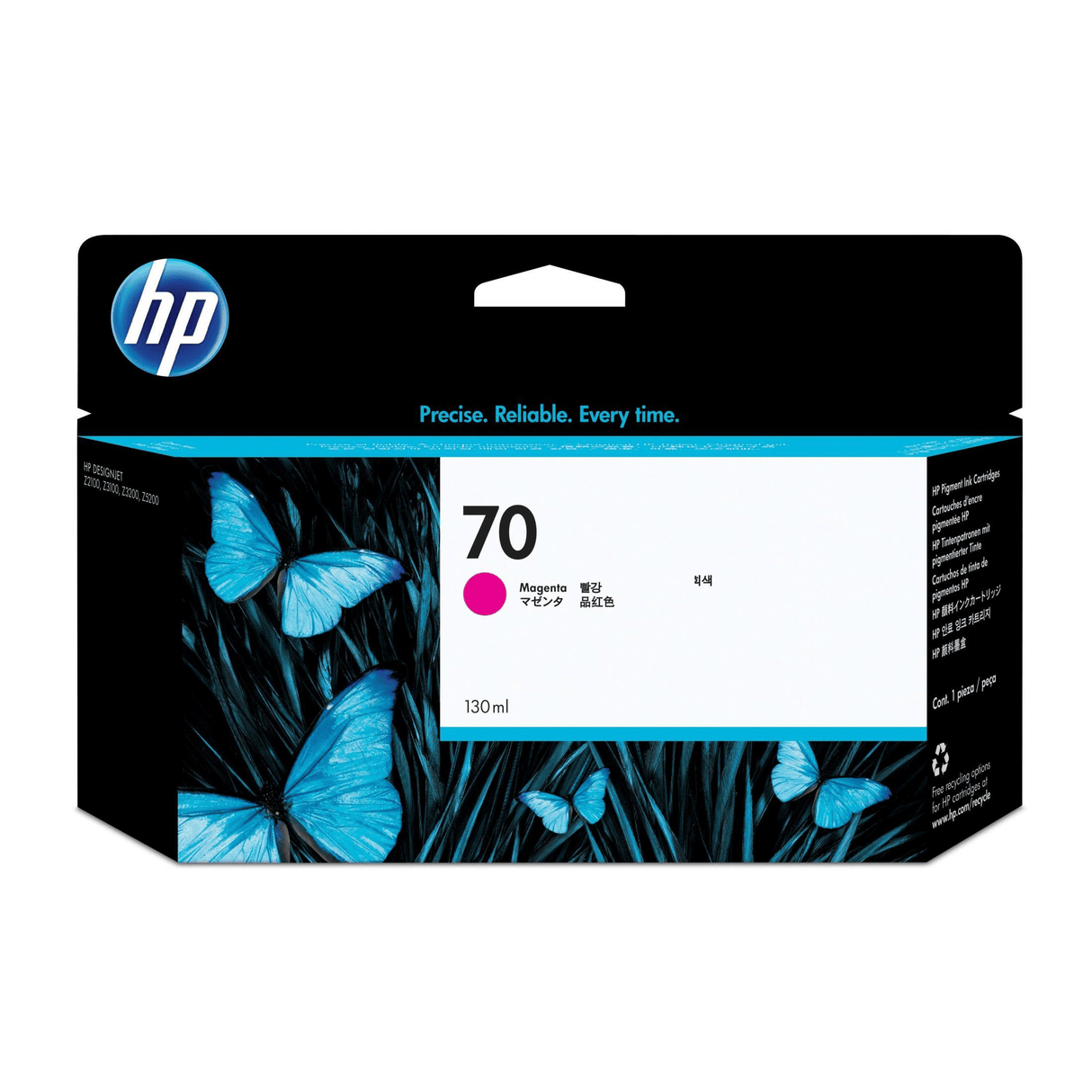 HP 70 130-ml DesignJet Magenta Printer Ink Cartridge Original C9453A Single-pack
