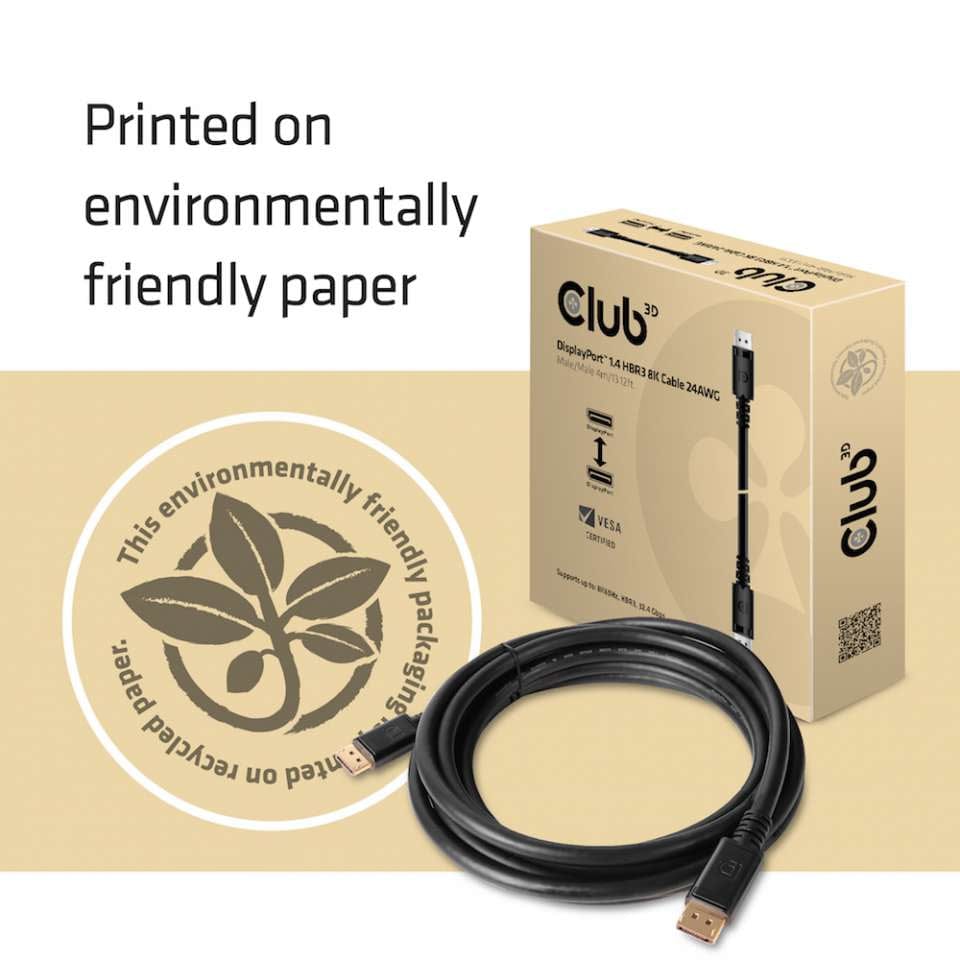 CLUB3D DisplayPort 1.4 HBR3 8K Cable M/M 4m /13.12ft