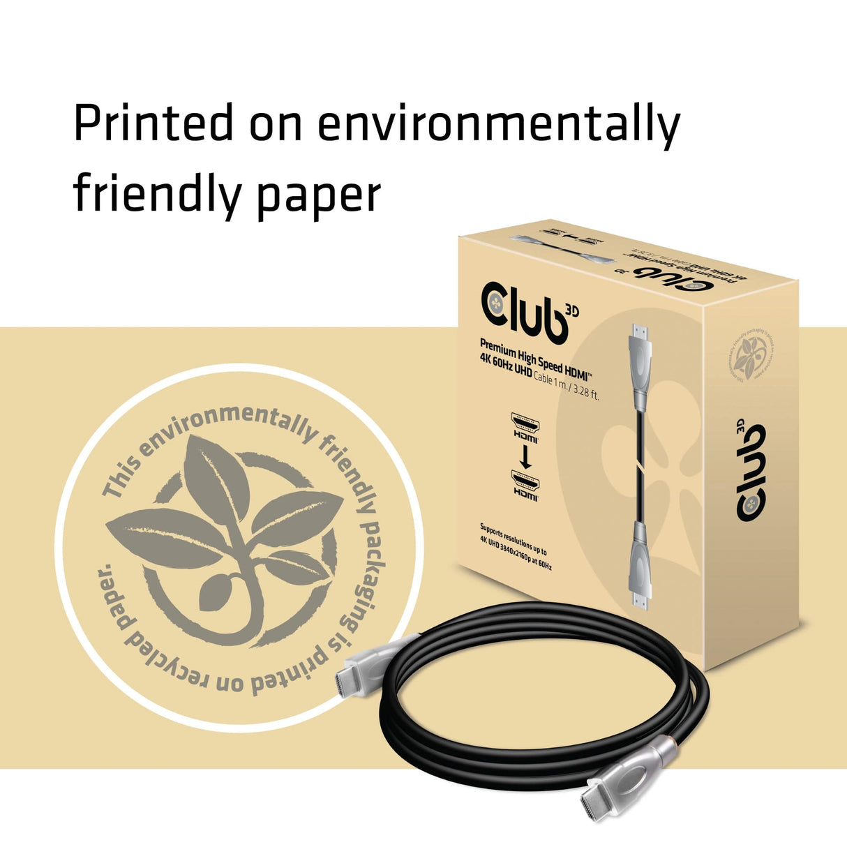 CLUB3D Premium High Speed HDMI™ 2.0 4K60Hz UHD Cable 1 m/ 3.28 ft Certified