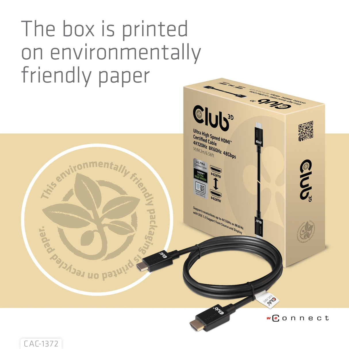 CLUB3D Ultra High Speed HDMI™2.1 Cable 10K 120Hz 48Gbps M/M 2 m./6.56 ft.