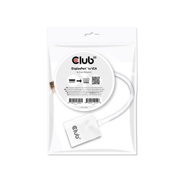 CLUB3D DisplayPort 1.1 to VGA Active Adapter Cable CAC-2003