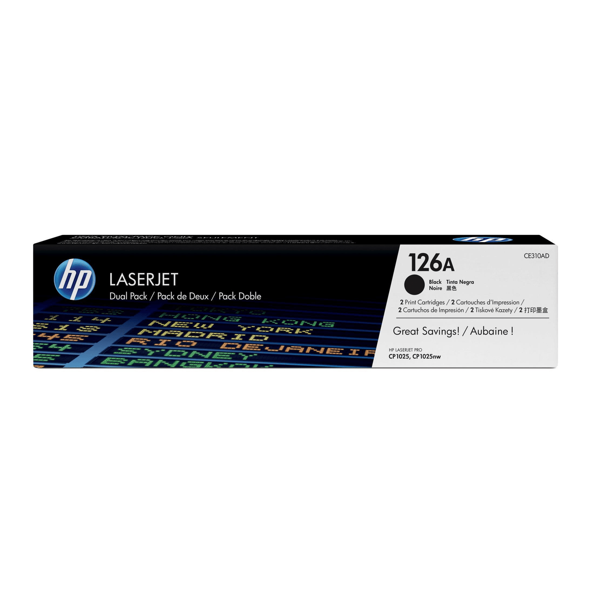HP 126A Black Toner Cartridges 2,400 Pages Each Original CE310AD Dual-pack