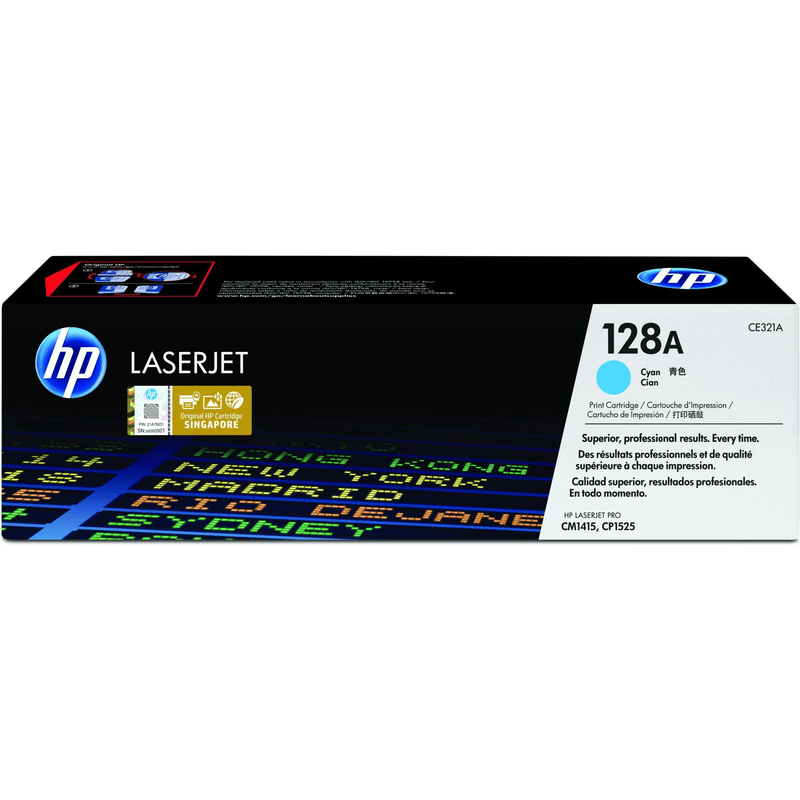HP 128A Cyan Toner Cartridge 1,300 Pages Original CE321A Single-pack