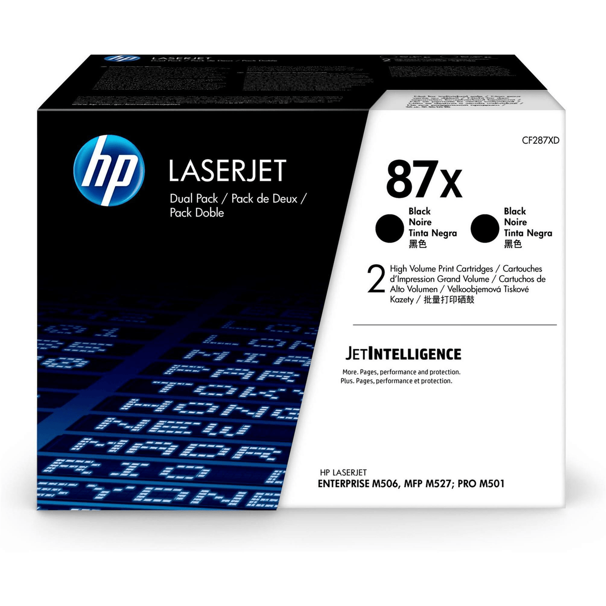 HP 87X Black Toner Cartridges 18,000 Pages Each Original CF287XD Dual-pack