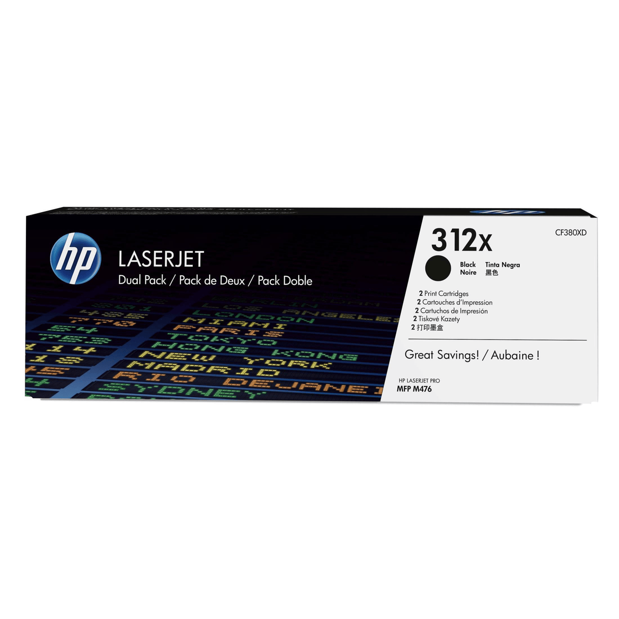 HP 312X Black Toner Cartridges 4,400 Pages Each Original CF380XD Dual-pack