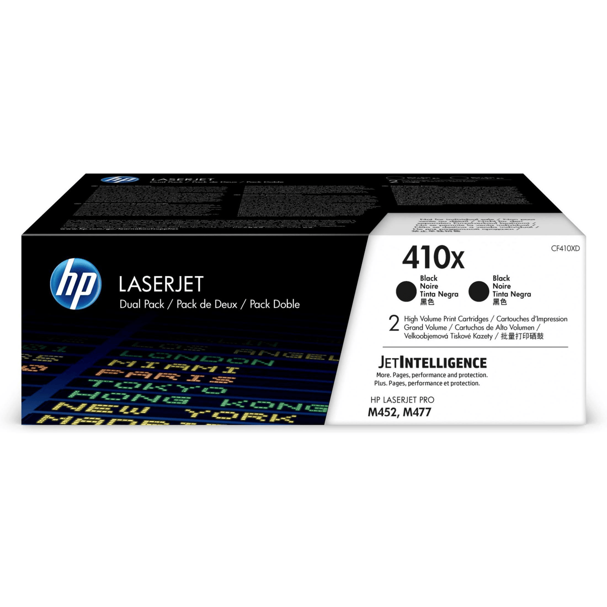 HP 410X Black Toner Cartridges 6,500 Pages Each Original CF410XD Dual-pack