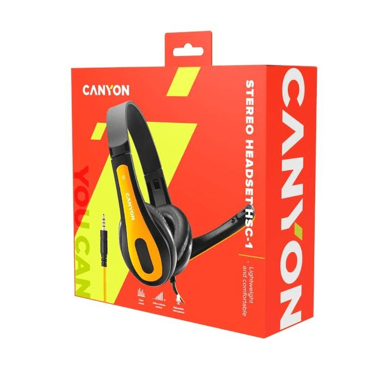 Canyon HSC-1 Simple Wired Headset Black Yellow CNS-CHSC1BY