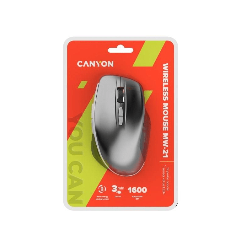 Canyon MW-21 Wireless Optical Mouse with Blue LED Sensor Dark Grey CNS-CMSW21DG