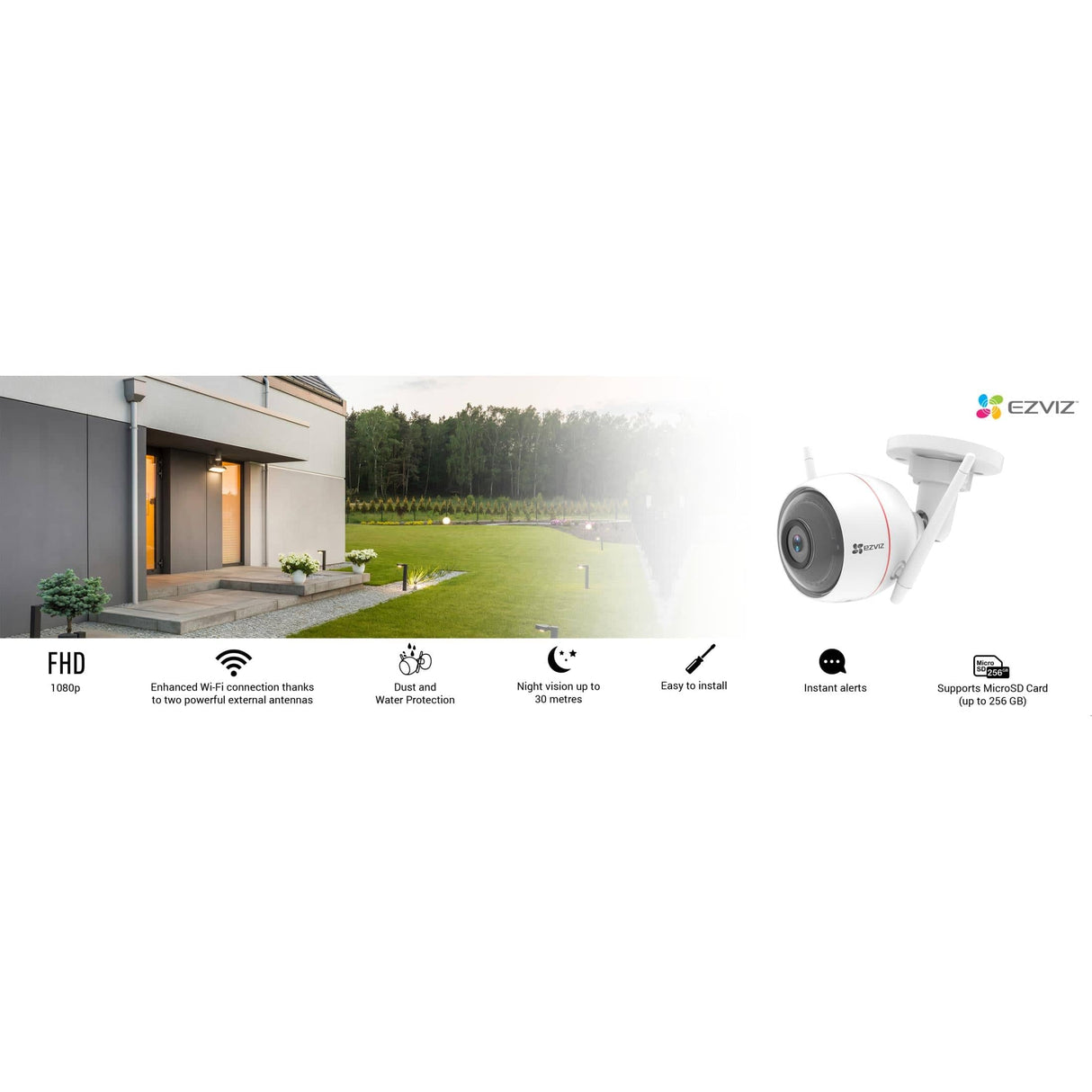 EZVIZ C3W FHD IP security camera Outdoor Bullet 1920 x 1080 pixels Ceiling/wall
