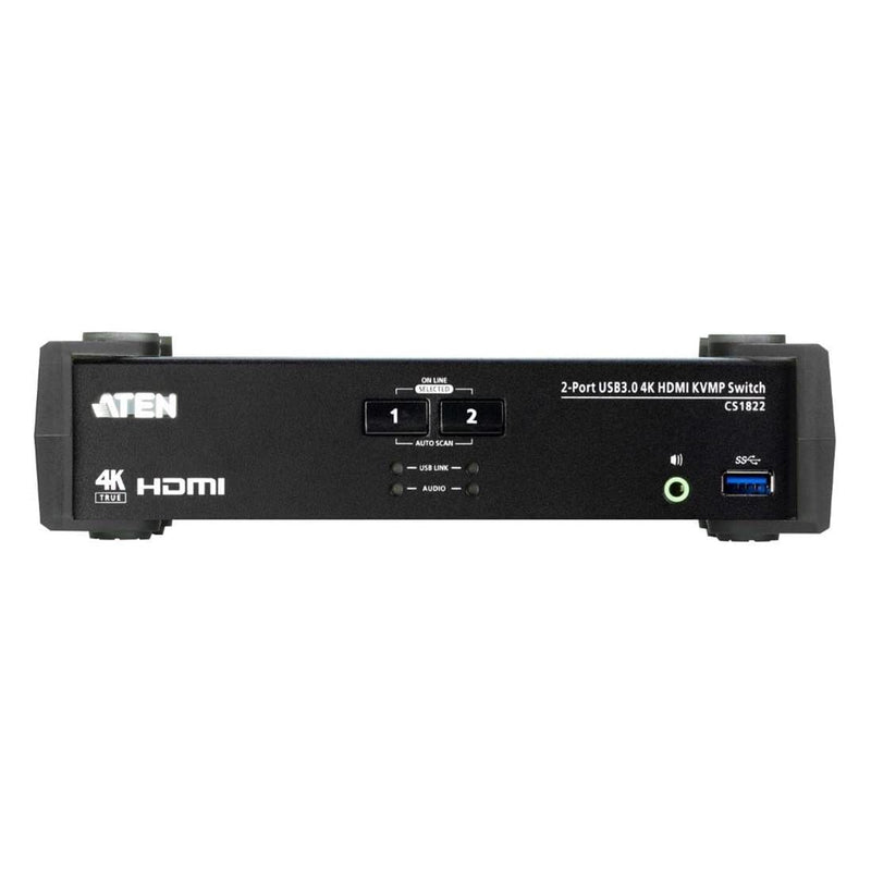 Aten 2-port USB 3.0 4K HDMI KVMP Switch with Audio Mixer Mode CS1822