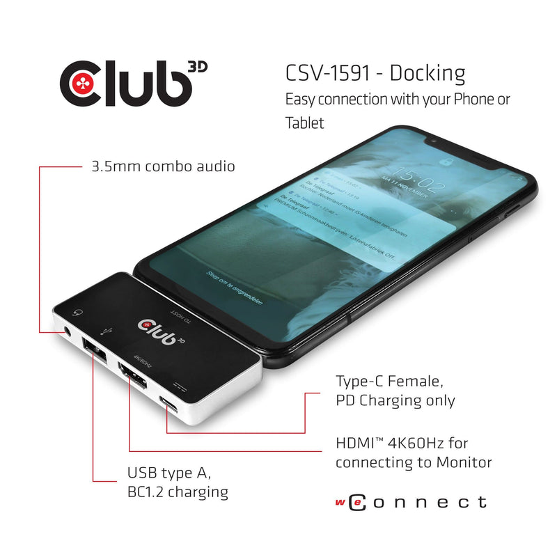 CLUB3D CSV-1591 USB Type C 4-in-1 Hub to HDMI Docking Station