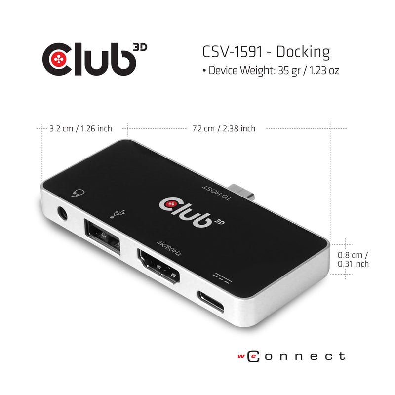 CLUB3D CSV-1591 USB Type C 4-in-1 Hub to HDMI Docking Station
