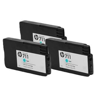 HP 711 29-ml DesignJet Cyan Printer Ink Cartridges Original CZ134A 3-pack