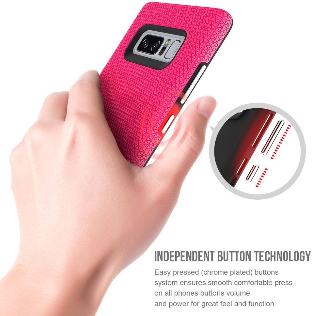 Tuff-Luv Dual layer Anti slip Case for Samsung Galaxy Note 8 Smartphone Pink D1_54