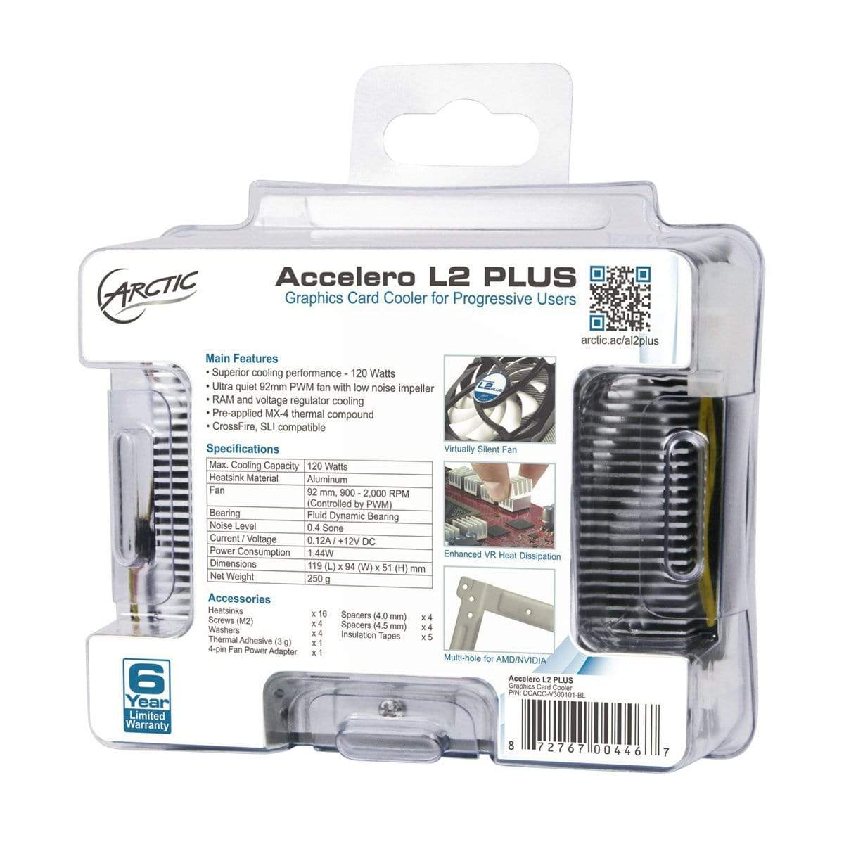 ARCTIC Accelero L2 Plus Compact NVIDIA/AMD Graphics Card Cooler 2000rpm DCACO-V300101-BL