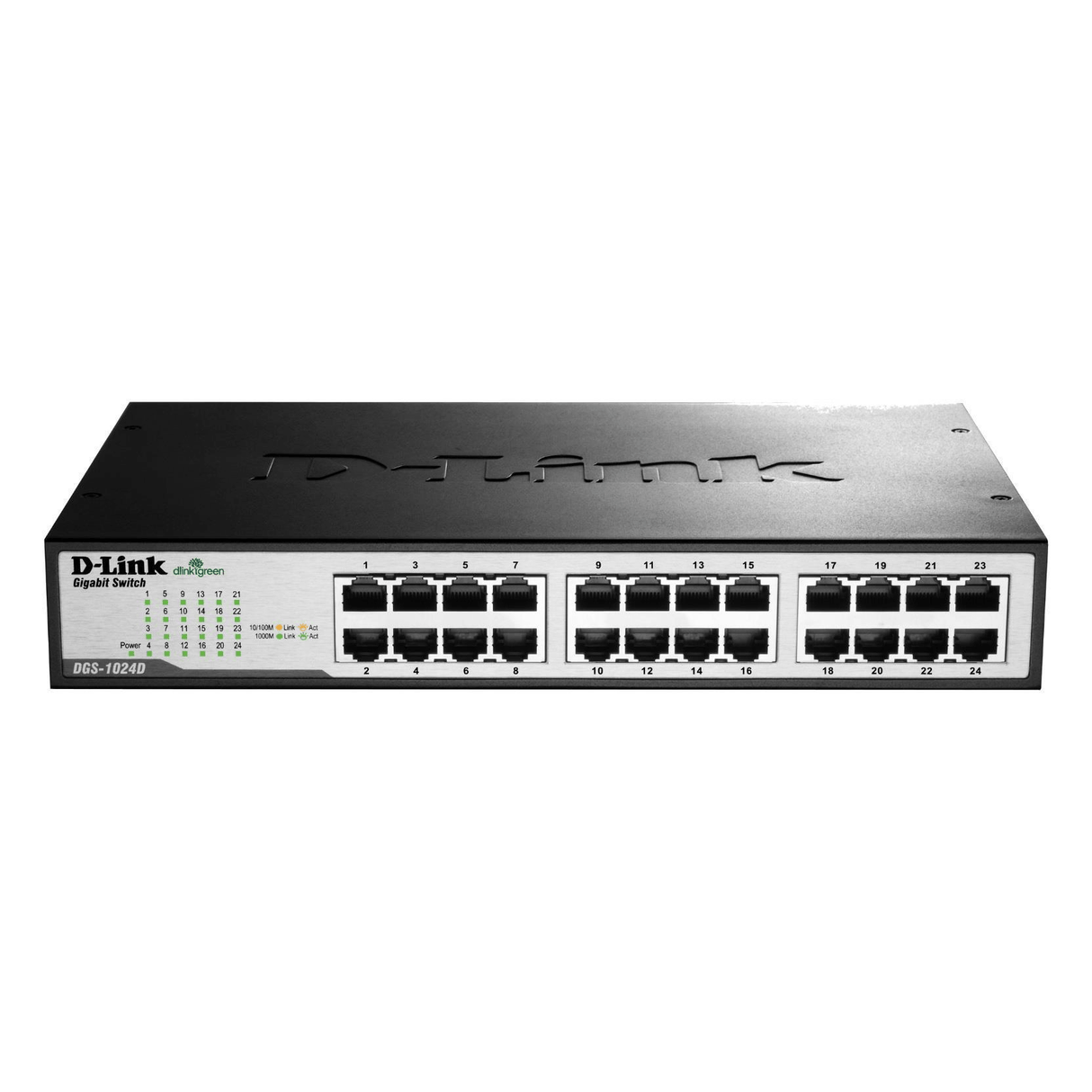 D-Link DGS-1024D Unmanaged Switch Gigabit Ethernet 1U Black Silver 24-port