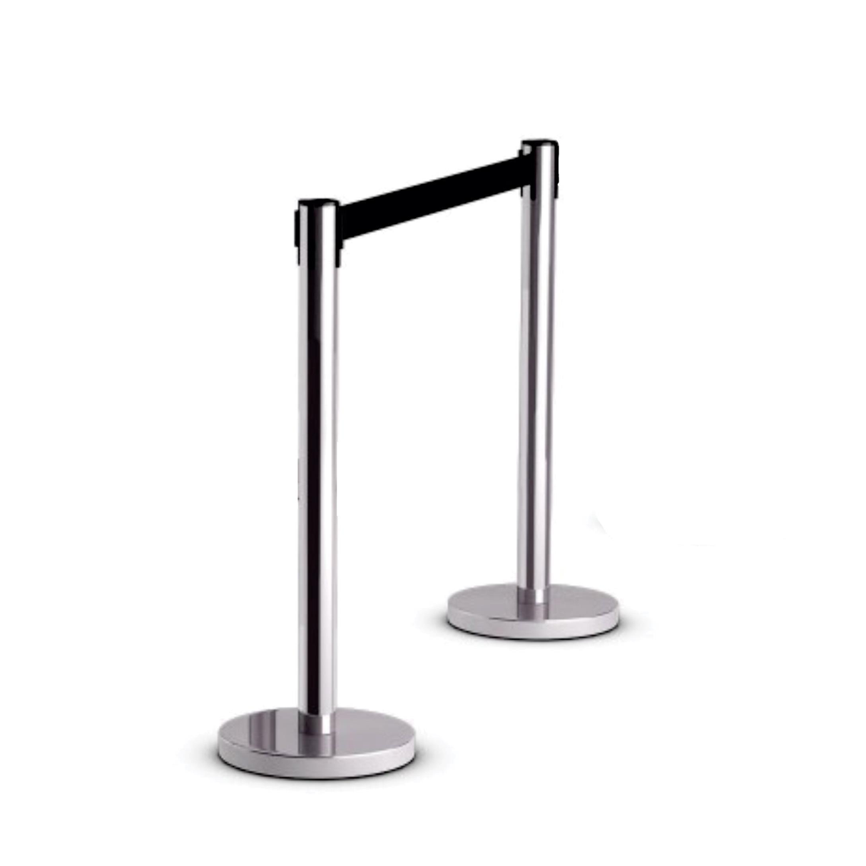 Parrot Box of 2 Retractable Chrome Queue Barrier with Black Belt 910x320mm DP9132R