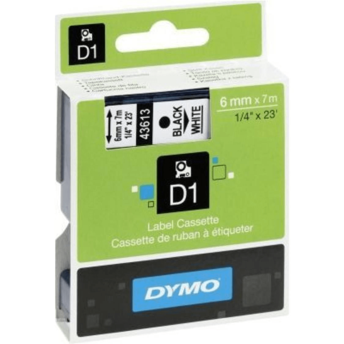 Dymo D1 Standard Black on White Label Cassette 6x7m DS0720780
