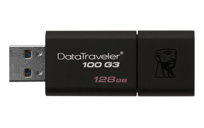 Kingston DataTraveler 100 G3 128GB USB 3.2 Gen 1 Type-A Black USB Flash Drive DT100G3/128GB