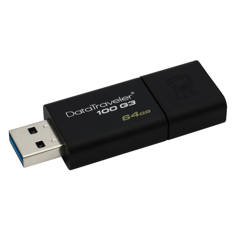 Kingston DataTraveler 100 G3 64GB USB 3.2 Gen 1 Type-A Black USB Flash Drive DT100G3/64GB