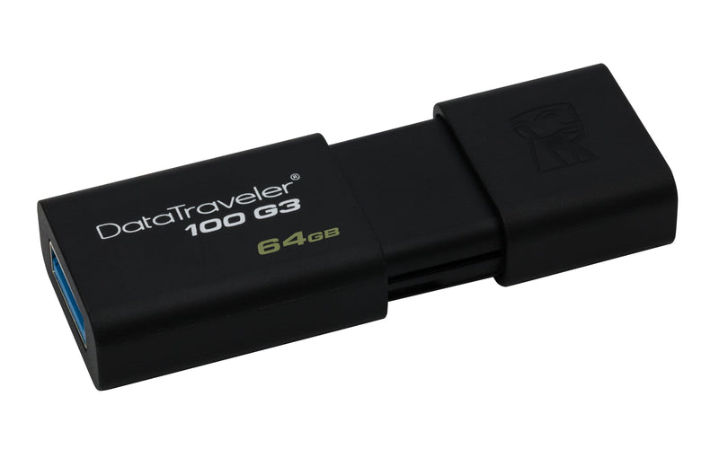 Kingston DataTraveler 100 G3 64GB USB 3.2 Gen 1 Type-A Black USB Flash Drive DT100G3/64GB