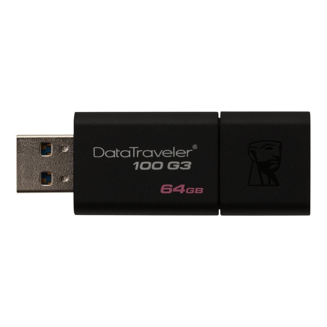 Kingston DataTraveler 100 G3 64GB USB 3.2 Gen 1 Type-A Black USB Flash Drive DT100G3/64GB
