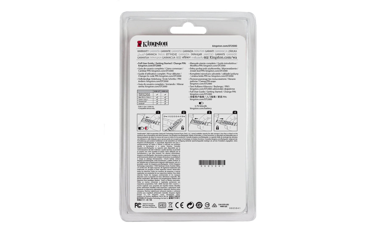 Kingston DataTraveler 2000 32GB USB 3.2 Gen 1 Type-A Blue USB Flash Drive DT2000/32GB