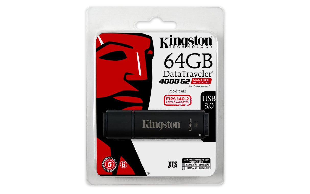 Kingston DataTraveler 4000G2 with Management 64GB USB 3.2 Gen 1 Type-A Black USB Flash Drive DT4000G2DM/64GB