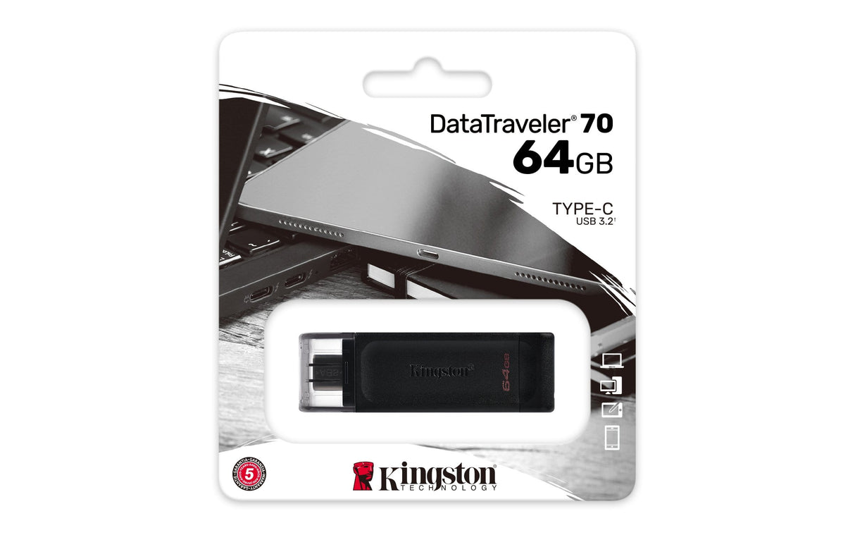 Kingston DataTraveler 70 64GB USB 3.2 Gen 1 Type-C Black USB Flash Drive DT70/64GB