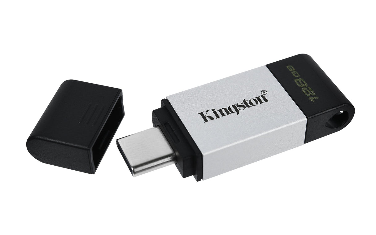 Kingston DataTraveler 80 128GB USB 3.2 Gen 1 Type-C Black and Silver USB Flash Drive DT80/128GB