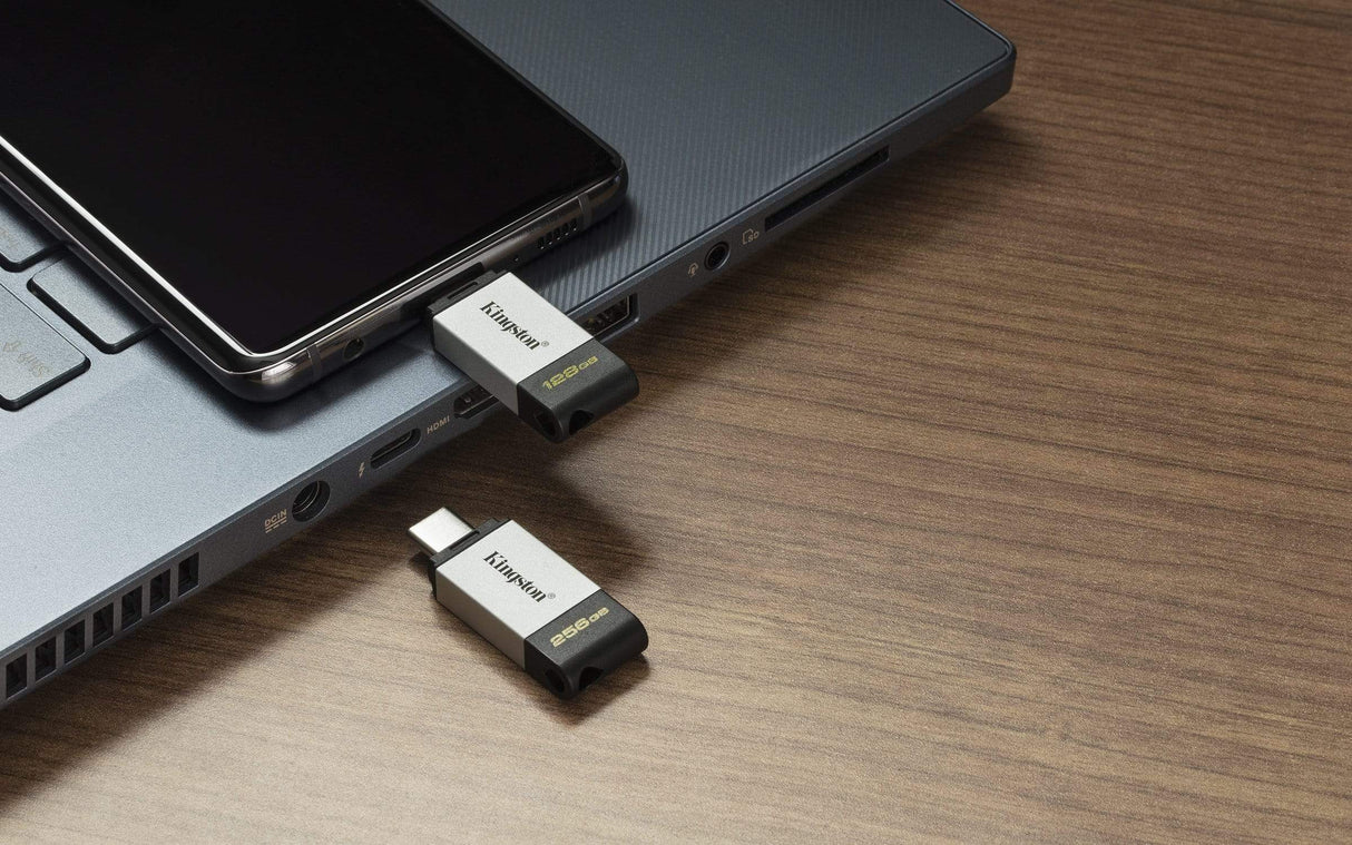 Kingston DataTraveler 80 256GB USB 3.2 Gen 1 Type-C Black and Silver USB Flash Drive DT80/256GB