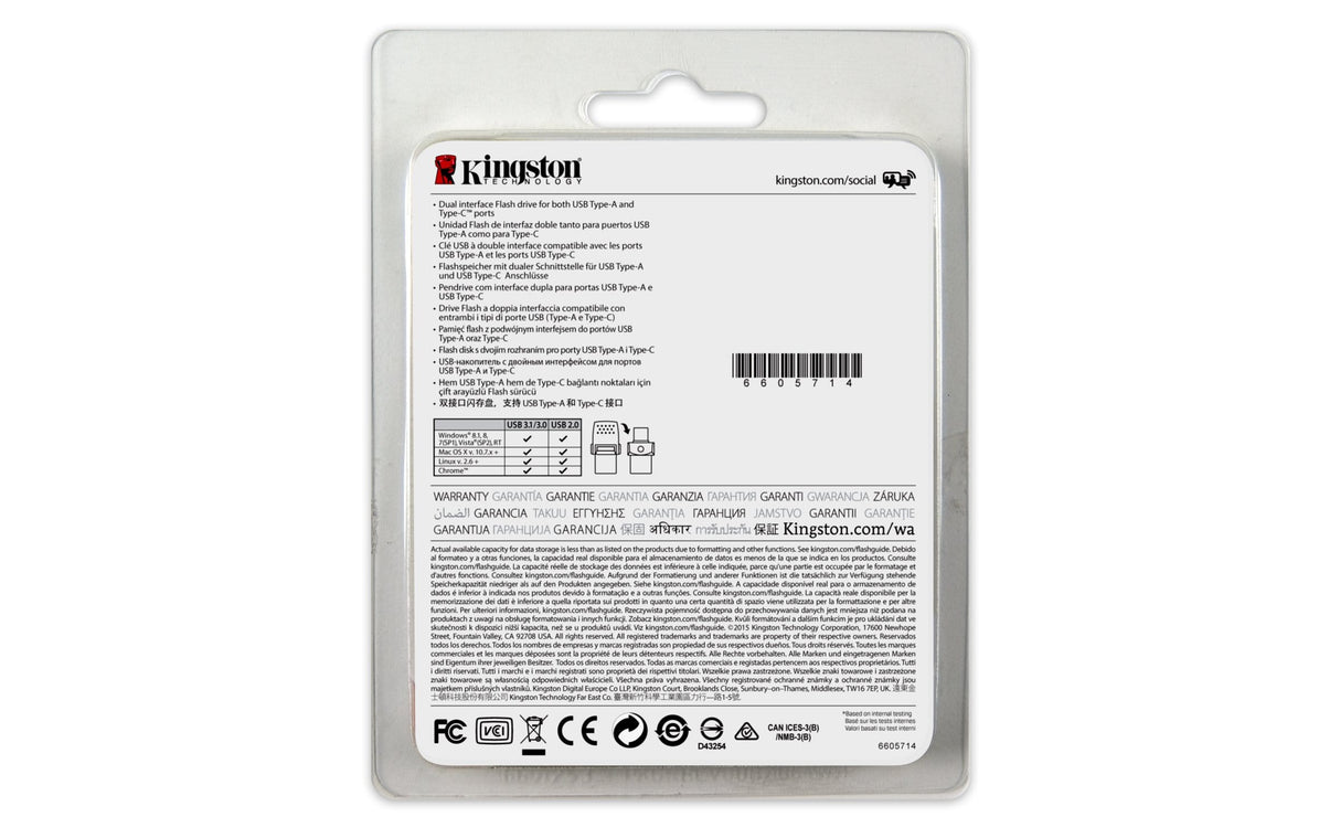Kingston DataTraveler MicroDuo 3C 64GB USB 3.2 Gen 1 Type-A / Type-C Black USB Flash Drive DTDUO3C/64GB