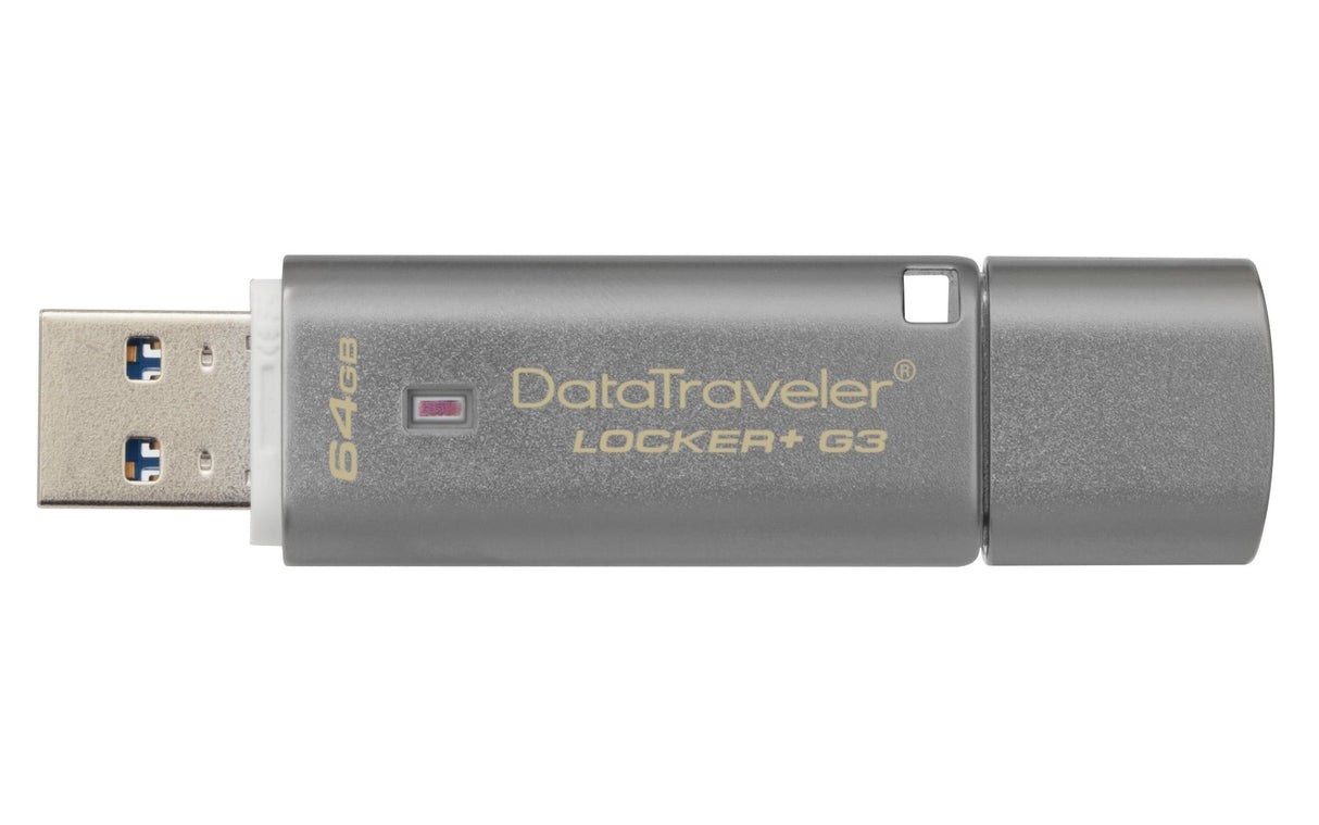 Kingston DataTraveler Locker+ G3 64GB USB 3.2 Gen 1 Type-A Silver USB Flash Drive DTLPG3/64GB